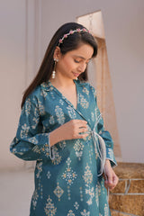 Teal Elegance Lawn Suit - Ready to Wear 2 PC