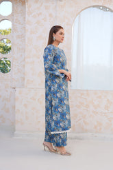 Serene Blue Floral Lawn Suit - Ready to Wear 2PC