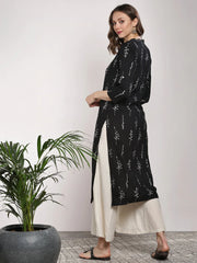 Black Printed Kurta Set D2018