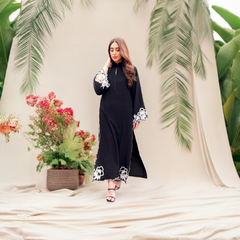 Black scallop Embroidered two pc.