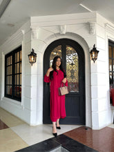 Tunic v neck pleated blood red two pc