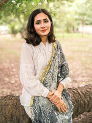 Orchid Floral Stole (Black and Green)