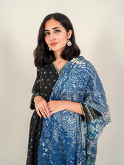 Orchid Floral Stole | Blue | Double Sided