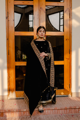 Black Embroidered Shawl