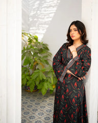 Charcoal Black Printed Long Dress