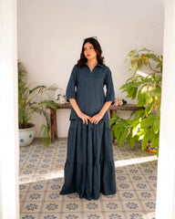 Steel Blue Skirt and Shirt