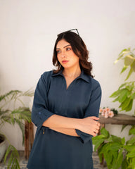 Steel Blue Skirt and Shirt