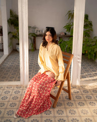 Lemon Yellow Shirt and printed skirt