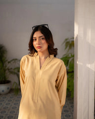 Lemon Yellow Shirt and printed skirt