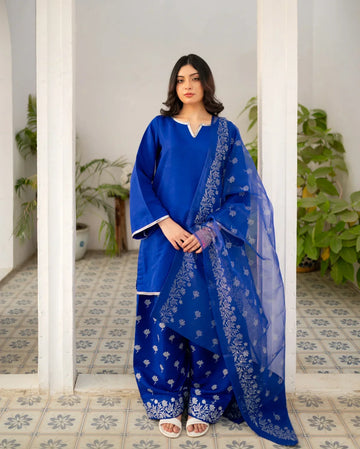 Royal Blue Farshi Shalwar Suit