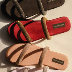 Juliet Two Strap Diamanté Slides - Jooti Shooti
