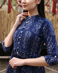 Blue pure ikat flare cape D2033