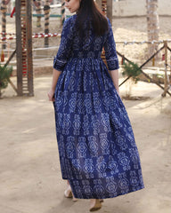 Blue pure ikat flare cape D2033