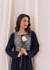 Navy Blue printed long kurta, Sleeves separate attatch D2034