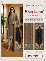 Motifz Rang Linen RL08 Taupe digital printed linen 3 piece – catalogue view