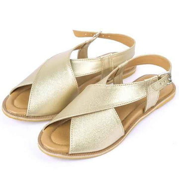 Plain Gold Peshawari Chappal - Jooti Shooti