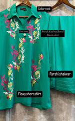 Green Aura Embroidered two pc