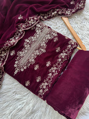 CV3 - Charizma Velvet Embroidered 3P