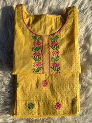 Daffodil Yellow - Hand Embroidered 2P (unstitched)
