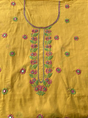 Daffodil Yellow - Hand Embroidered 2P (unstitched)