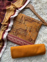 SA66 - Safina Printed Khaddar Jacquard 3P