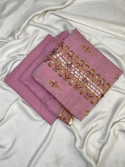 Mauve - Hand Embroidered Festive 3P