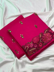 Reddish Pink Mirror Work - Hand Embroidered 2P