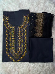 Grey Black - Hand Made Embroidered 3P