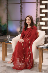 Wine Straight Kurta Set With Dupatta D2025