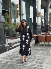 Flower embroidered two pc