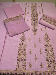 Mauve - Hand Embroidered Festive 3P