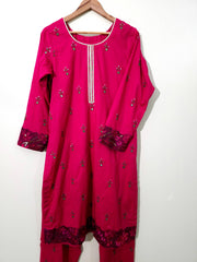Pink Crimson - Unstitched Hand Embroidered 2P