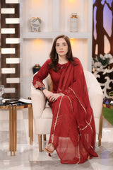 Wine Straight Kurta Set With Dupatta D2025