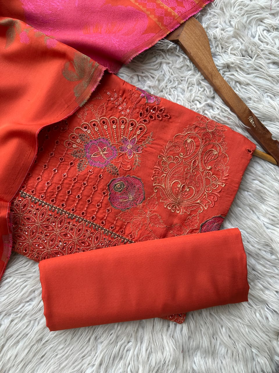 NU6 - Nureh Unstitched Embroidered Jacqaurd 3P