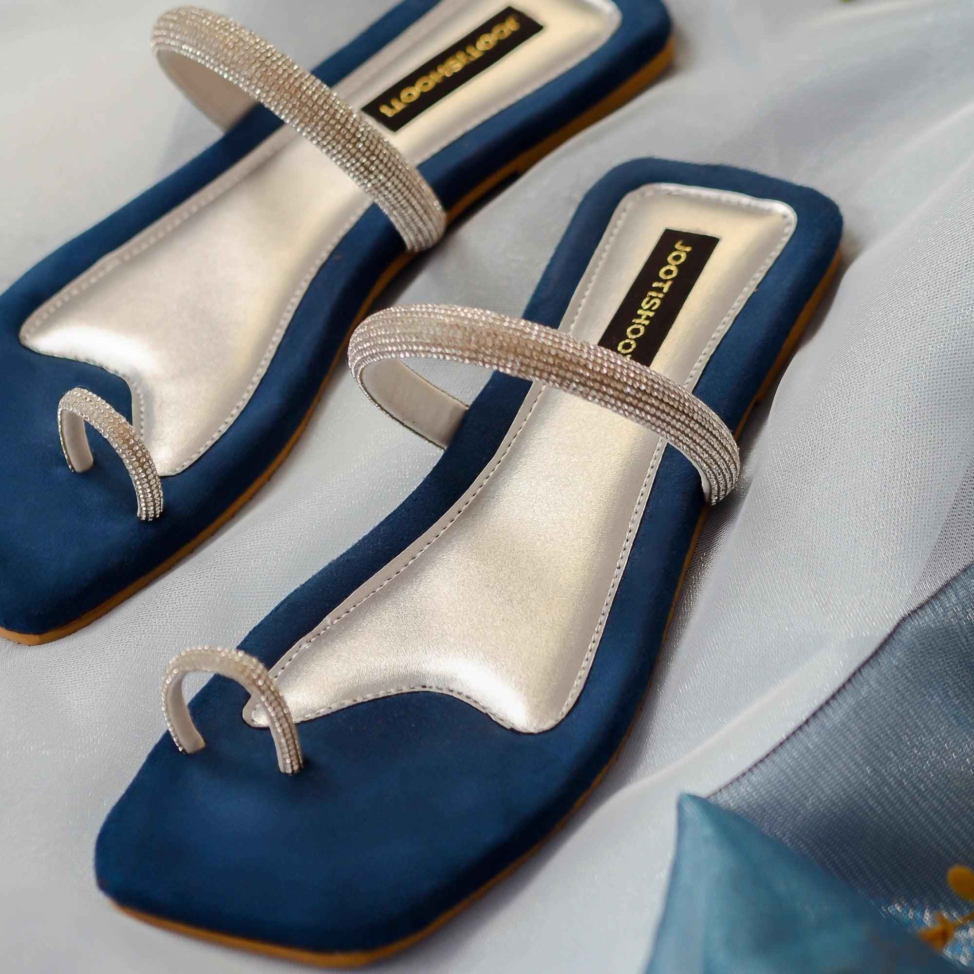 Sapphire Diamanté Slides - Jooti Shooti