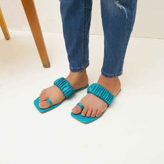 Aloha Ruffle Slides (Green) - Jooti Shooti