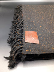 Premium Quality Black Orange Dotted Woolen Blend Shawl