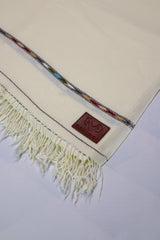 Premium Quality Blue Striped Off White Pure Woolen Shawl