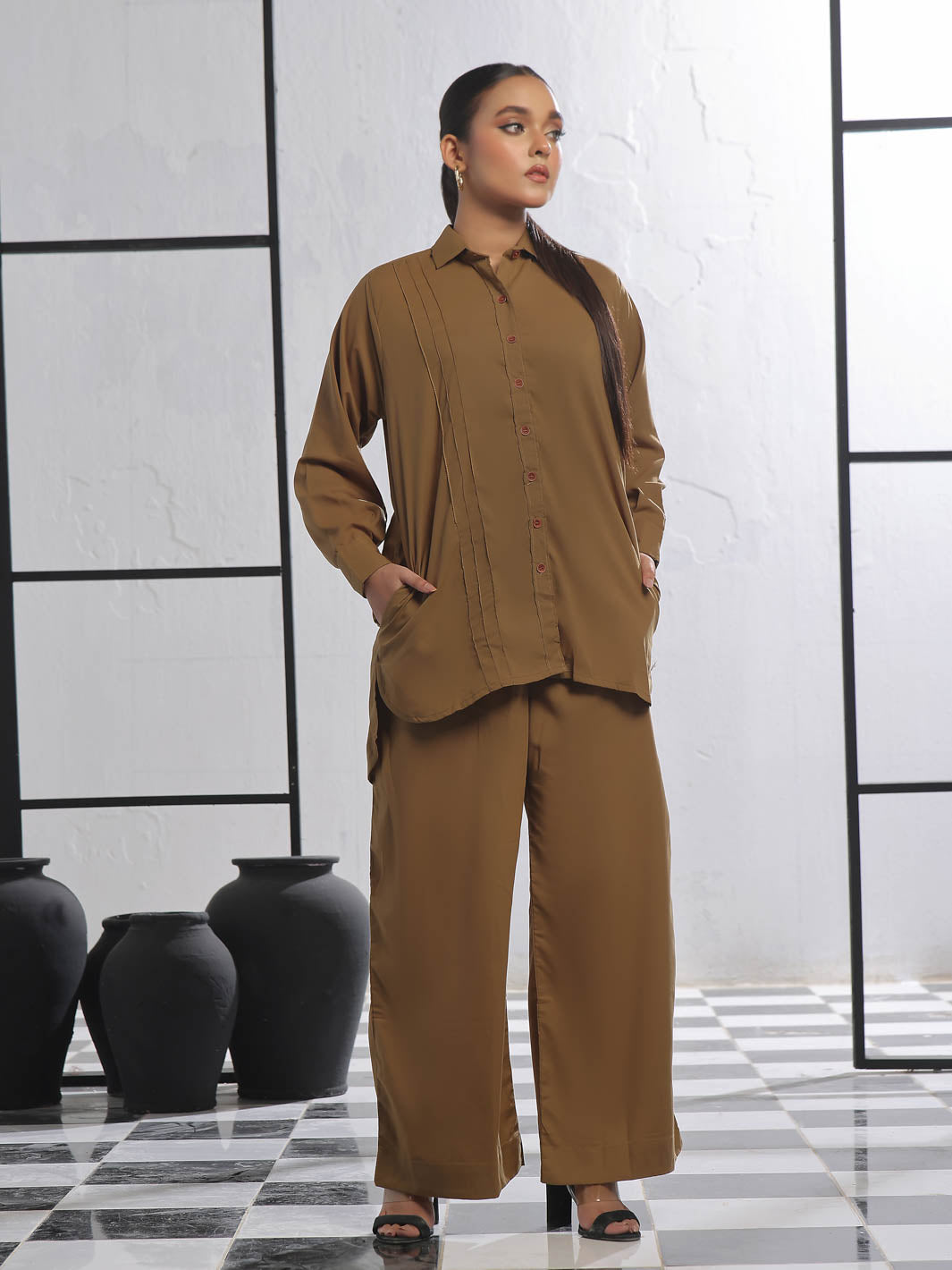 Veena Co-Ord Set (Mehndi Olive)