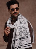 Floral Lawn Stole (White - Men)