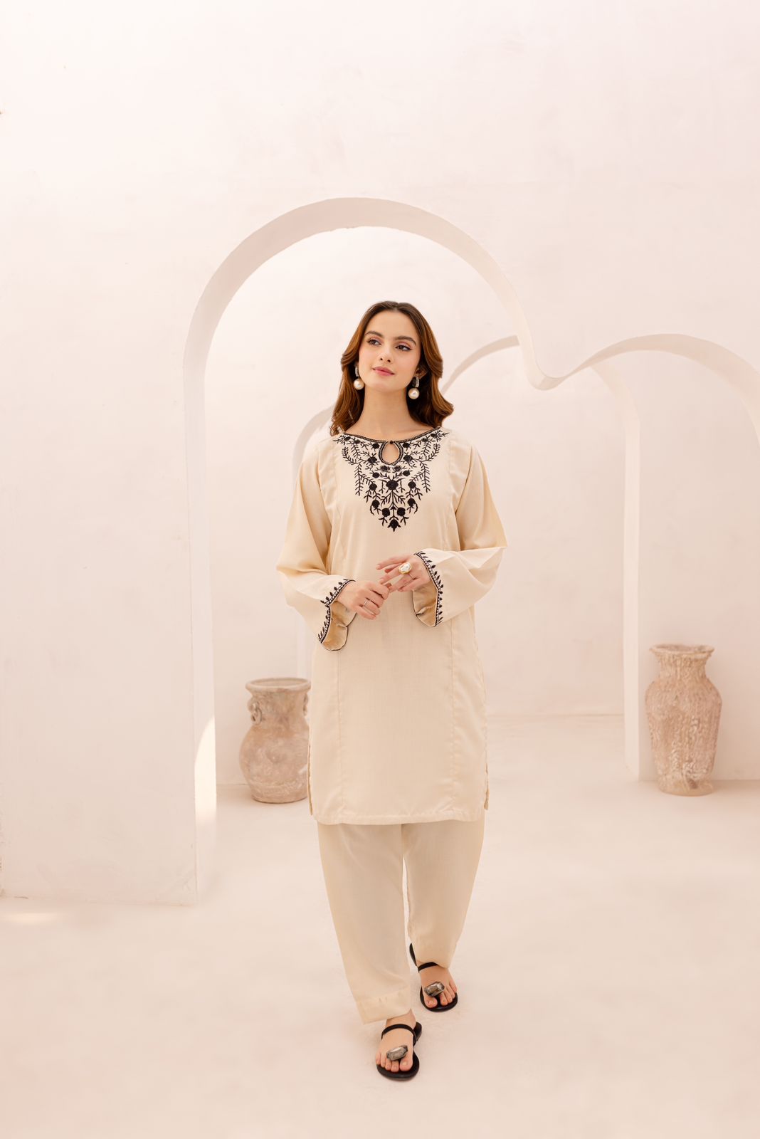 2PC Embroidered Dress - 1080