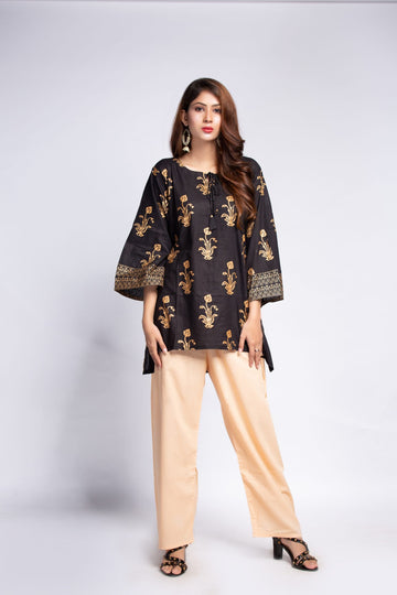 Black printed short shirt  Set D2042