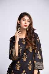 Black printed short shirt  Set D2042