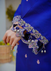 ROYAL BLUE - PRET 3PC Embroidered Dress