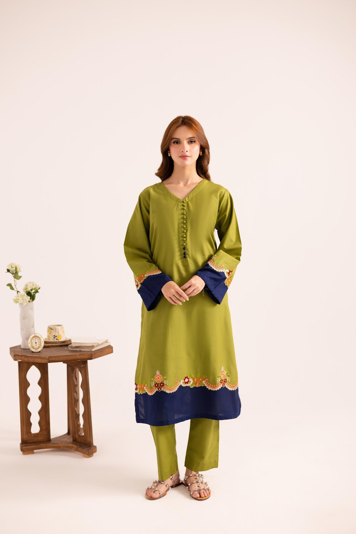 2PC Summer Embroidered Dress - 1143
