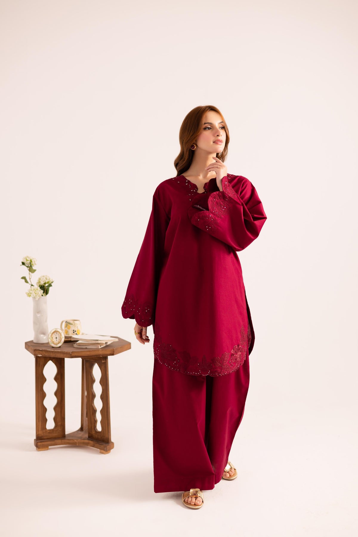 2PC Summer Embroidered Dress - 1145