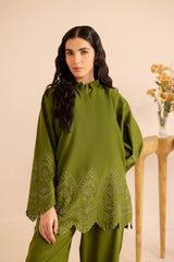 Schiffli Embroidered Co-Ord - 1157-O.GRN