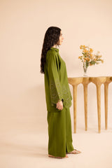 Schiffli Embroidered Co-Ord - 1157-O.GRN