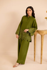 Summer Schiffli Embroidered Co-Ord - 1157-O.GRN