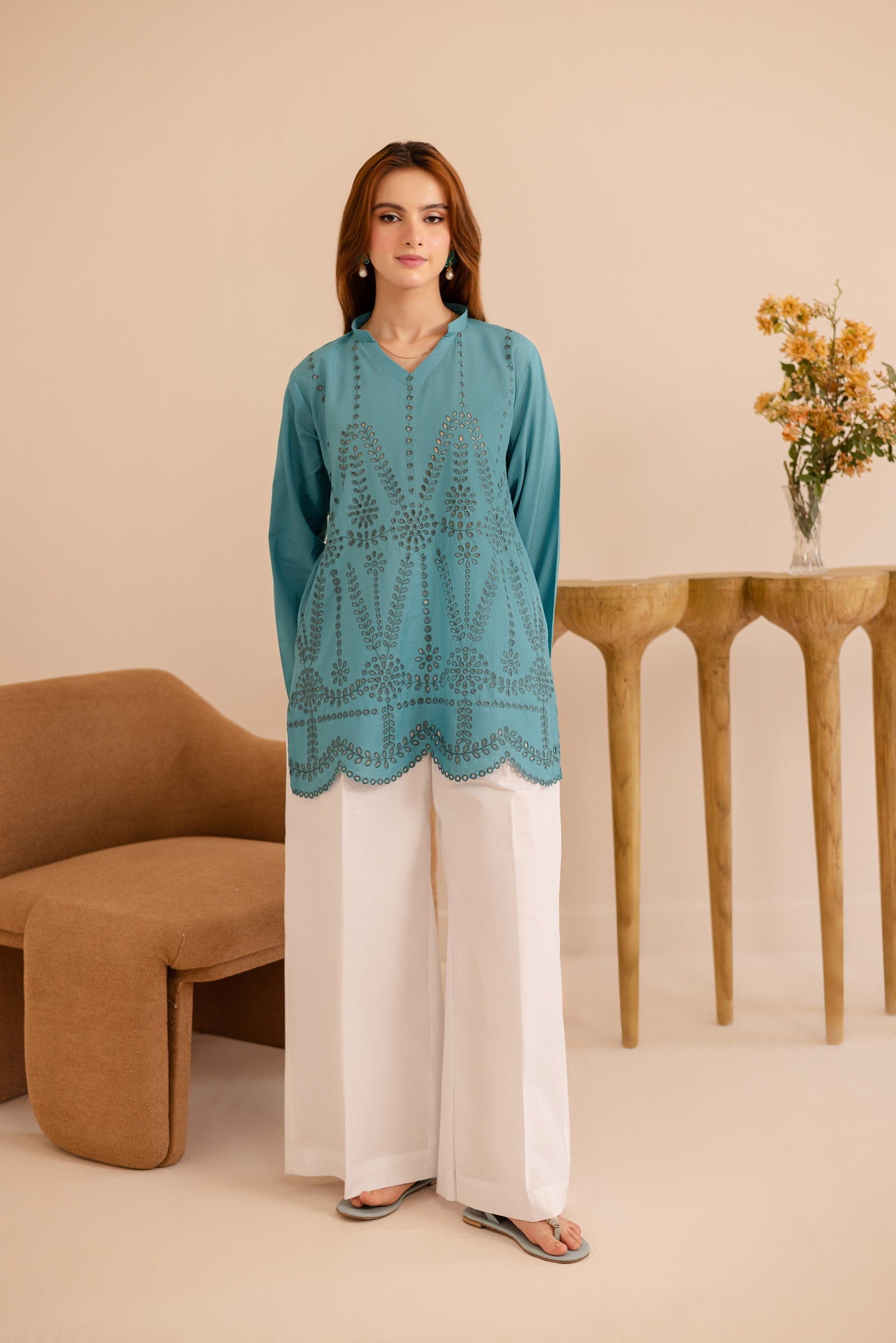 Schiffli Embroidered Co-Ord - 1163-D.SBL
